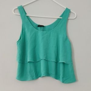 GREEN RUFFLED OPEN BACK TOP SIZE L